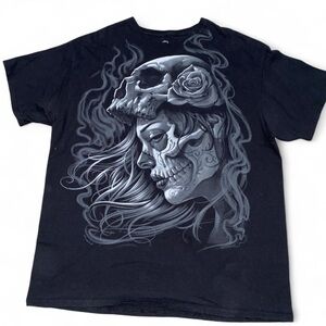 Liquid Blue Black Graphic Skull T-Shirt
